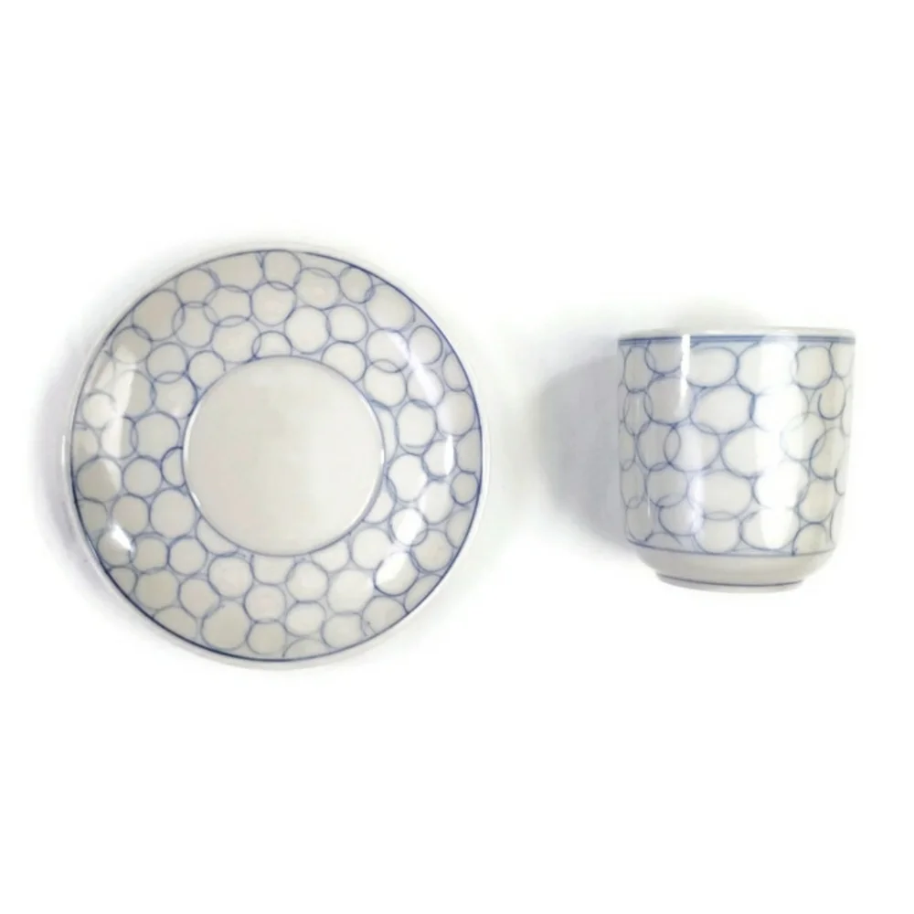 IKEA 17335 Blue Circle Coffee/Teacup with Saucer-2 Piece Replacement Set NEW